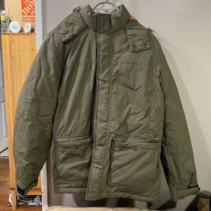American Rag Green & Orange Jacket Fur hood sz Small